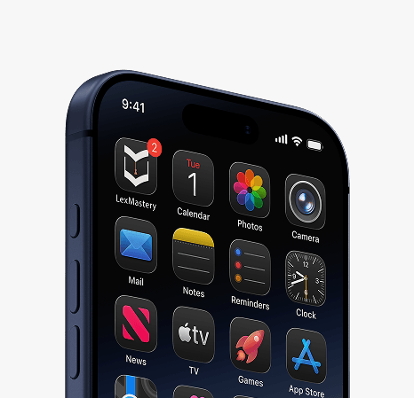 LexMastery app home screen on an iPhone